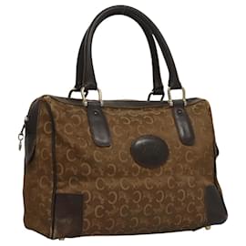 Céline-CELINE C Sulky Hand Bag Canvas Brown Gold Auth nb300-Brown,Golden