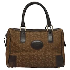 Céline-CELINE C Sulky Hand Bag Canvas Brown Gold Auth nb300-Brown,Golden