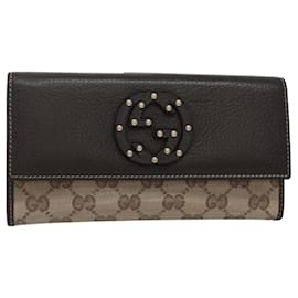 Gucci-GUCCI GG Crystal Long Wallet Beige 231843 Auth ki5651-Beige