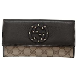 Gucci-GUCCI GG Crystal Long Wallet Beige 231843 Auth ki5651-Beige