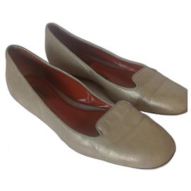 Sapatilhas Missoni em couro dourado Dourado