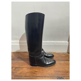 Hermès-HERMES Boots T.EU 37.5 Leather-Black