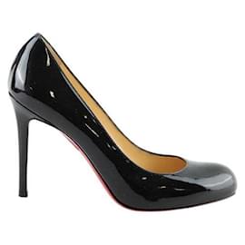 Christian Louboutin-Talons en cuir verni-Noir