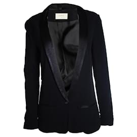 Ba&sh, schwarzer Blazer mit glänzendem Revers Schwarz