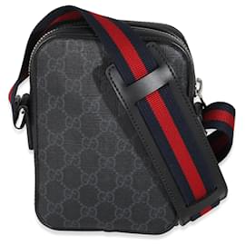 Gucci-Gucci Black GG Supreme Canvas Small Messenger-Brown,Black