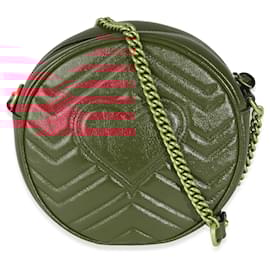 Gucci-Gucci Red Matelasse Calfskin GG Marmont Round Chain Bag-Red