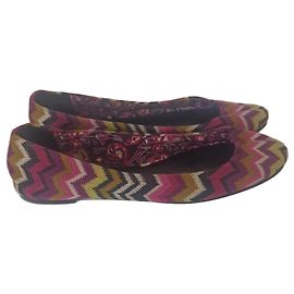 Sapatilhas Missoni em lona multicolorida e couro Multicor
