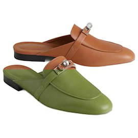 Hermès-OZ slippers in goat leather color Natural-Brown