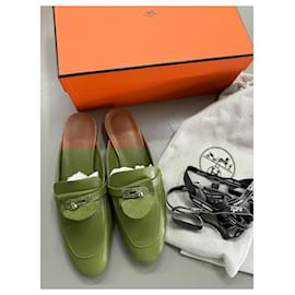 Hermès-OZ slippers in goat leather color Natural-Brown