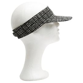 Chanel Visor TU Black Tweed Reversible Visor Eyeshade OS Black