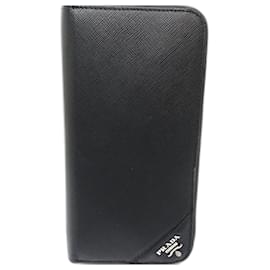 Prada-Prada Saffiano Leather Long Wallet-Black