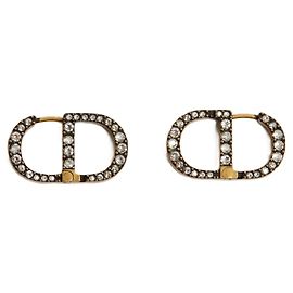 Pendientes de Stud de Metal Dorado Strass CD 30 Montaigne Christian Dior Dorado