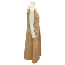 Autre Marque-Sies Marjan Tan Sleeveless Stretch Cotton Midi Dress-Camel