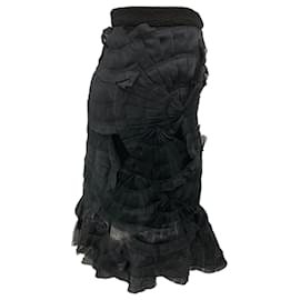 Gucci-Gucci Black Vintage 2003 Crinkled Silk Skirt-Black