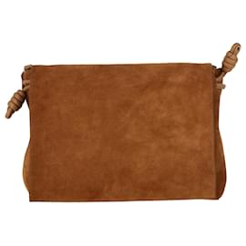 Loewe-Loewe Flamenco Satchel in Brown Suede -Brown,Red