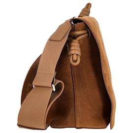 Loewe-Loewe Flamenco Satchel in Brown Suede -Brown,Red
