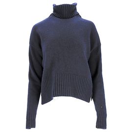 Prada Ripp-Turtleneck-Pullover aus marineblauer Wolle Marineblau