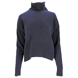 Prada-Prada Ribbed Turtleneck Sweater in Navy Blue Wool-Navy blue