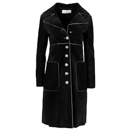 Céline-Celine Trench Coat in Black Suede-Black