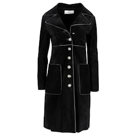 Céline-Celine Trench Coat in Black Suede-Black