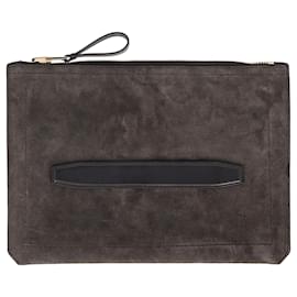 Tom Ford-Tom Ford Buckley Clutch Bag in Brown Suede-Brown