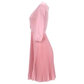 Prada-Prada Pleated Midi Dress in Pink Polyester -Pink