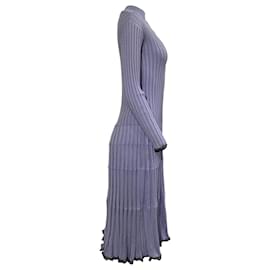 Proenza Schouler-Proenza Schouler Wide Ribbed Midi Dress in Purple Silk-Cashmere -Other