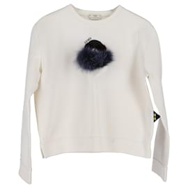 Fendi- Fendi Monster Crewneck Sweater in White Cotton-White,Cream