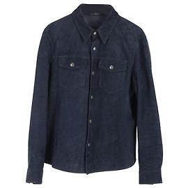 Camicia Slim-Fit Tom Ford in suede blu navy Blu navy
