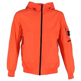 Stone Island Compass Badge Hooded Jacket in Orange Polyamide Orange