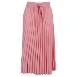 Red Valentino-RED Valentino Pleated Drawstring Midi Skirt in Pink Silk-Pink