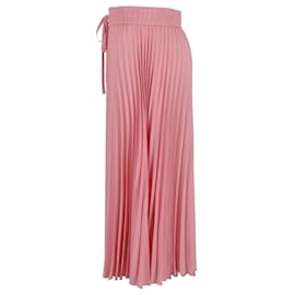 Red Valentino-RED Valentino Pleated Drawstring Midi Skirt in Pink Silk-Pink
