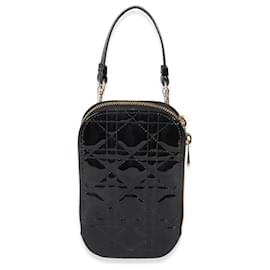 Dior-Christian Dior Black Patent Cannage Lady Dior Call'in Dior Phone Holder-Black