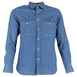 Tom Ford-Tom Ford Wested Denim Shirt in Blue Cotton-Blue
