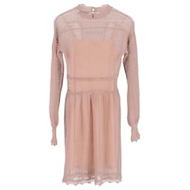 Dior- Dior Knitted Long Sleeve with Slip Mini Dress in Pink Viscose-Pink