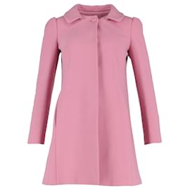 Red Valentino- Red Valentino Single-Breasted Peacoat in Pink Cotton-Pink