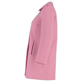 Red Valentino- Red Valentino Single-Breasted Peacoat in Pink Cotton-Pink
