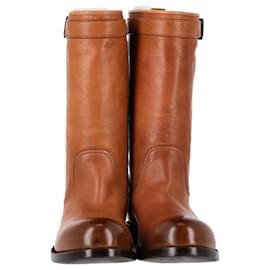 Bottega Veneta-Bottega Veneta Biker Boots in Brown Leather-Brown