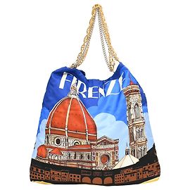 Dolce & Gabbana Anita Venezia Printed Bag in Blue Silk Other