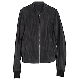 Rick Owens-Veste bomber zippée Rick Owens en cuir d'agneau noir-Noir