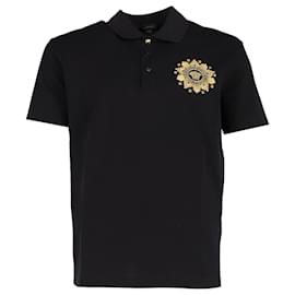 Versace-Polo en coton noir brodé de la Méduse Versace-Noir