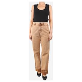 Miu Miu-Arizona marbelised straight-leg trousers - size UK 10-Brown