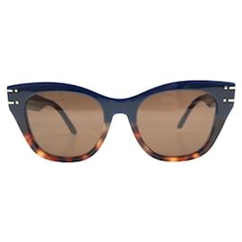 Christian Dior-DIOR SIGNATURE B41 BROWN BLUE PLASTIC SUNGLASSES-Multiple colors