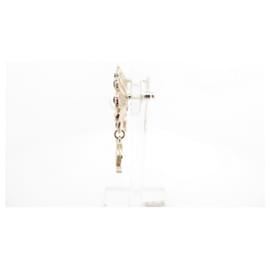 Chanel-NEUF BOUCLES D'OREILLES CHANEL FLEUR & LOGO CC METAL DORE GOLDEN EARRINGS-Doré