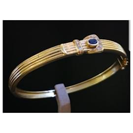 Autre Marque-18k gold bracelet / diamond / sapphire-Gold hardware