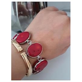 Autre Marque-Vintage coral bracelet-Silvery,Coral,Silver hardware