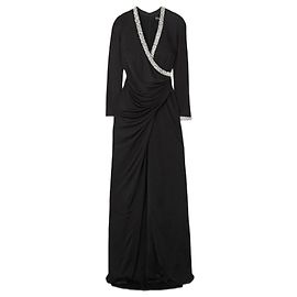 Robe Haney noire en viscose à col en V et poignets cristaux Noir