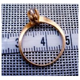 Autre Marque-18k gold solitaire ring with diamond-Gold hardware