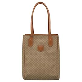 Céline-CELINE Macadam Canvas Tote Bag PVC Beige Gold Auth nb284-Beige,Golden