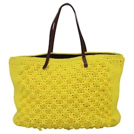 Fendi-Sac à épaule FENDI en laine jaune Auth BD1221-Jaune